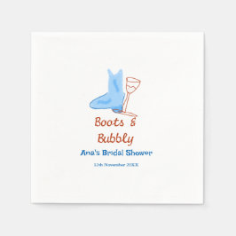 Boots & bubbly champagne bottle bridal shower blue pappersservett