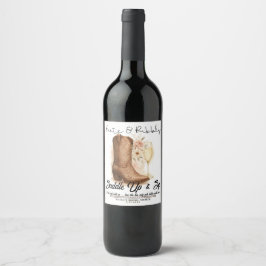 Boots & Bubbly Country Western Boot Bröllopsdusch  Vinflaska Etikett