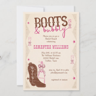 Boots & Bubbly Western Cowgirl Bröllopsfest Inbjudningar