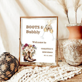 Boots & Bubly Boho western Möhippa Välkommen Poster