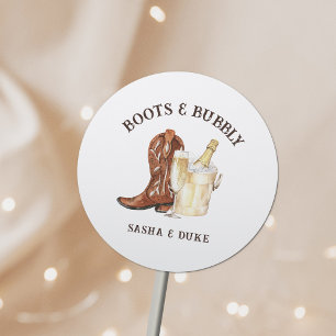 Boots & Bubly Rustic Westerna Bröllop Runt Klistermärke