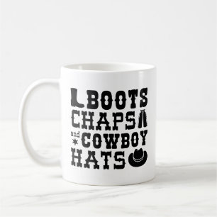 Boots chaps and cowboyhattar kaffemugg