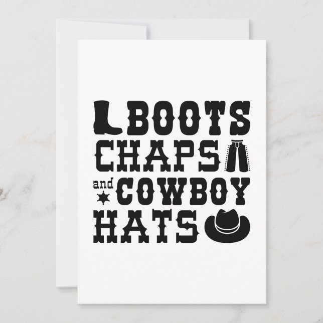 Boots chaps and cowboyhattar tack kort (Framsida)