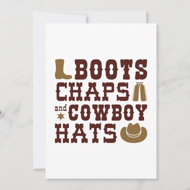Boots chaps and cowboyhattar tack kort (Framsida)