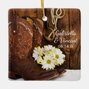 Boots Daisy Horse Bit Bröllop Bridesmaid Tack Julgransprydnad Keramik