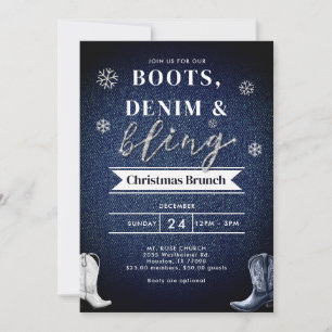 Boots Denim Bling Church Brunch Party Inbjudningar