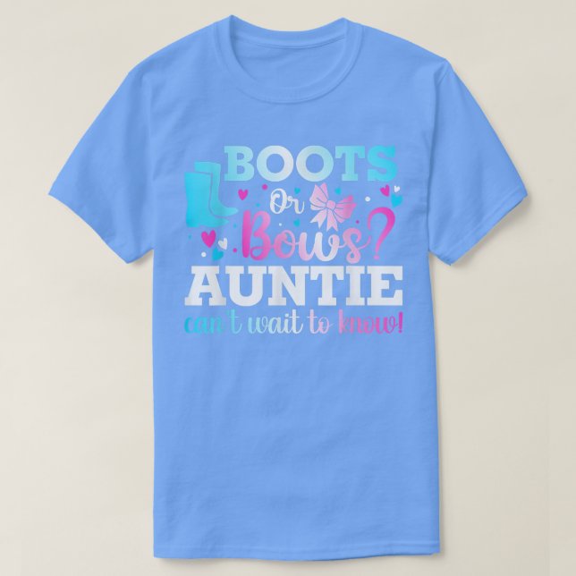 Boots eller Bows Auntie Gender Reveal Baby Shower  T Shirt (Design framsida)
