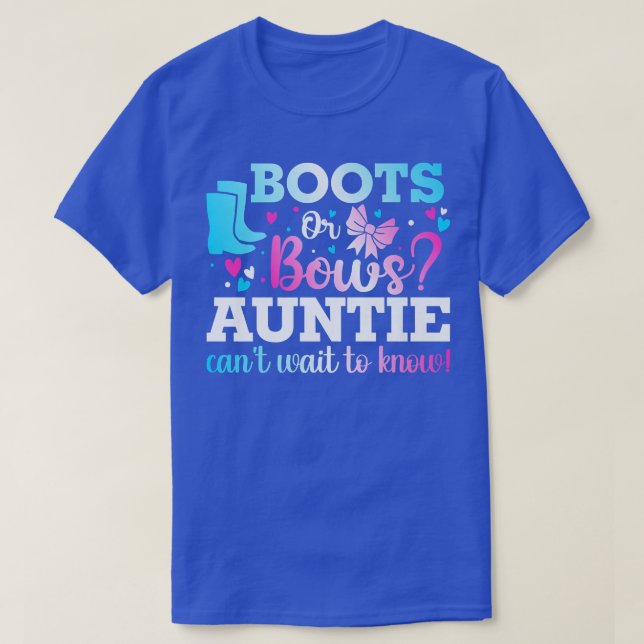 Boots eller Bows Auntie Gender Reveal Baby Shower  T Shirt (Design framsida)