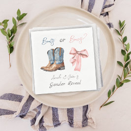 Boots eller Bows Blue Rosa Gender Reveal Party Pappersservett
