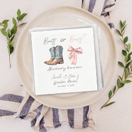 Boots eller Bows Blue Rosa Gender Reveal Party Pappersservett