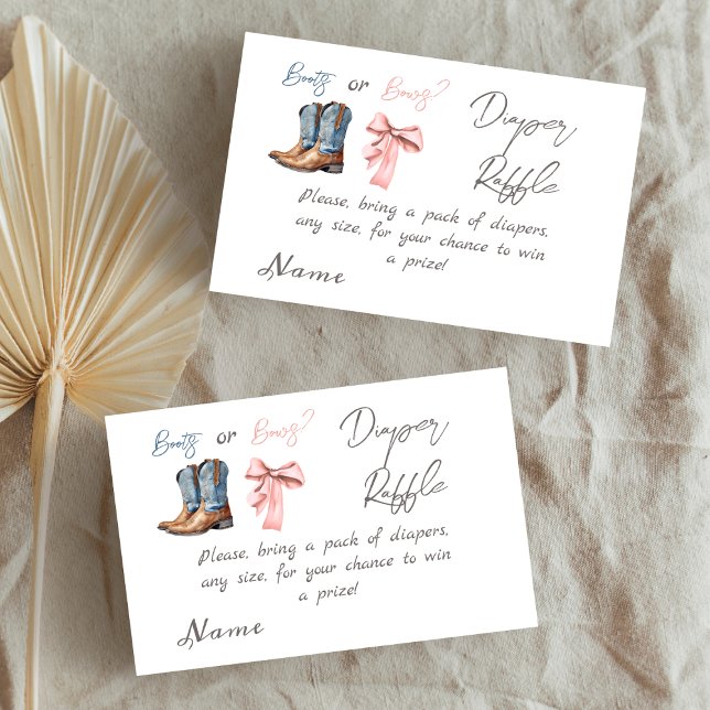 Boots eller Bows Blue Rosa Gender Reveal Party Tilläggskort (Skapare uppladdad)