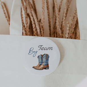 Boots eller Bows Blue Rosa Gender Reveal Team Boy Knapp