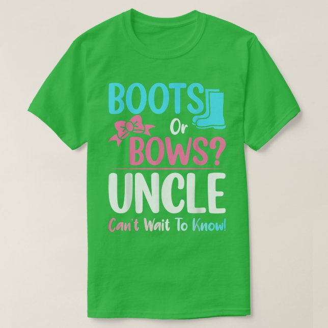 Boots eller Bows farbror Gender Reveal Gravid Anno T Shirt (Design framsida)
