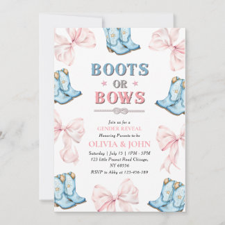 Boots eller Bows Gender Reveal Card Tack Kort