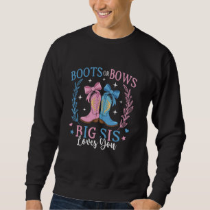 Boots eller Bows Gender Reveal Dekorations Big Sis Lång Ärmad Tröja