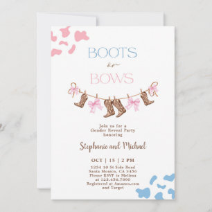 Boots eller Bows Gender Reveal Inbjudningar