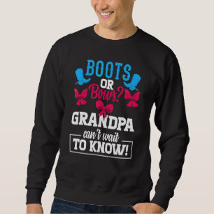 Boots eller Bows Gender Reveal Party Grandpa Baby Lång Ärmad Tröja