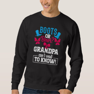 Boots eller Bows Gender Reveal Party Grandpa Baby Lång Ärmad Tröja
