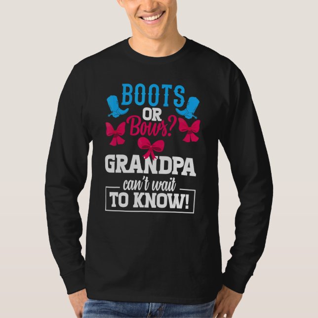 Boots eller Bows Gender Reveal Party Grandpa Baby  T Shirt (Framsida)