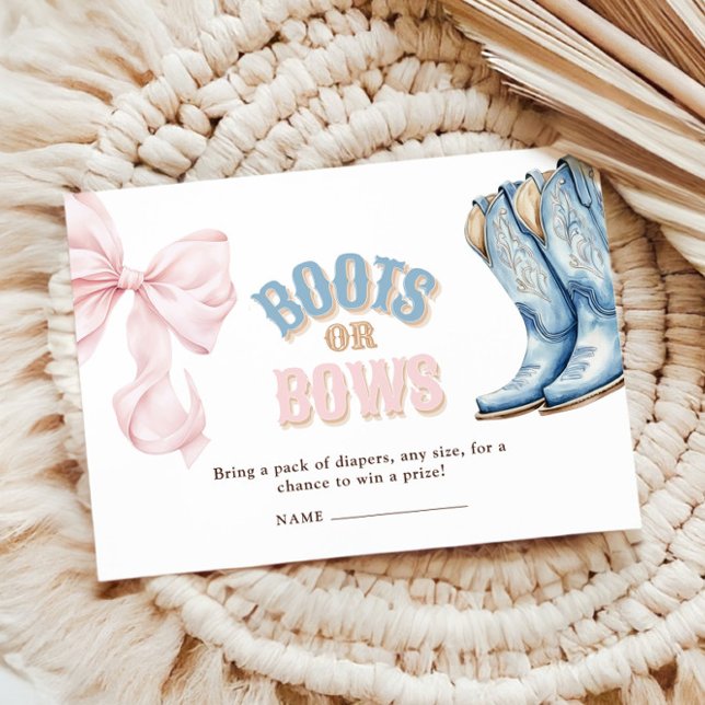 Boots eller Bows Gender Reveal Raffle Tilläggskort (Skapare uppladdad)