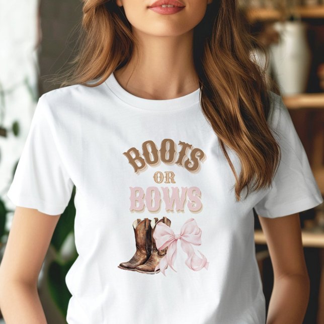 Boots eller Bows Gender Reveal T Shirt (Skapare uppladdad)
