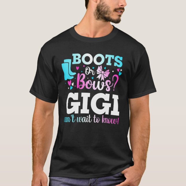 Boots eller Bows Gigi Gender Reveal Baby Shower An T Shirt (Framsida)