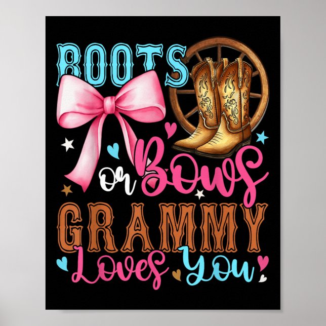 Boots eller Bows Grammy Kärlek du Gender Reveal Pa Poster (Framsidan)