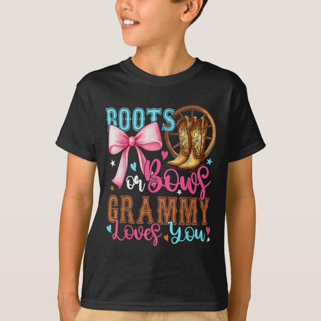 Boots eller Bows Grammy Kärlek du Gender Reveal Pa T Shirt (Framsida)