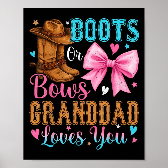 Boots eller Bows Granddad Kärlek You Gender Reveal Poster (Framsidan)