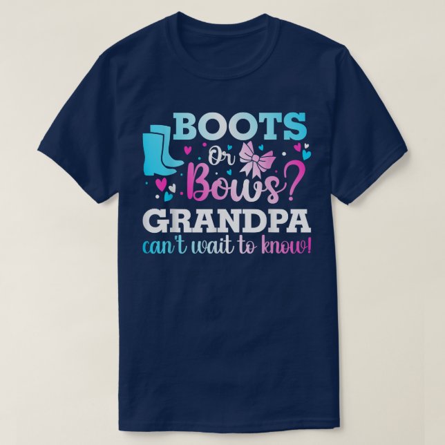 Boots eller Bows Grandpa Gender Reveal Baby Shower T Shirt (Design framsida)