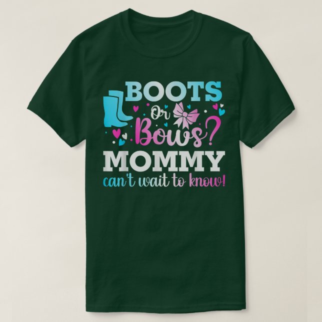 Boots eller Bows Mamma Gender Reveal Baby Shower A T Shirt (Design framsida)