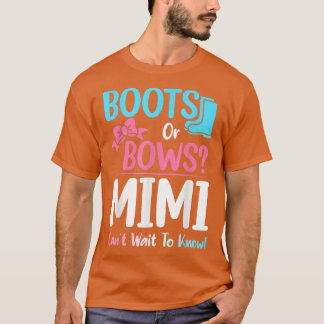 Boots eller Bows Mimi Gender Reveal Gravid Announc T Shirt