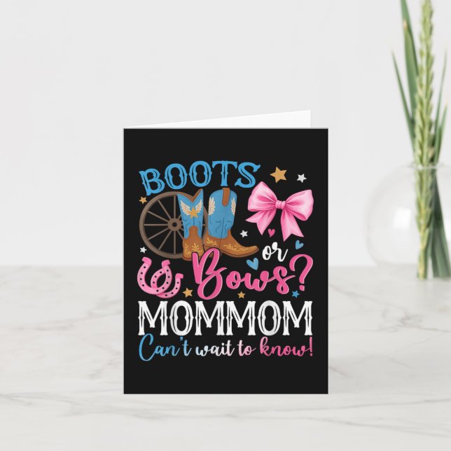 Boots eller Bows Mommom Kärlek du Gender Reveal Fa Kort (Framsida)