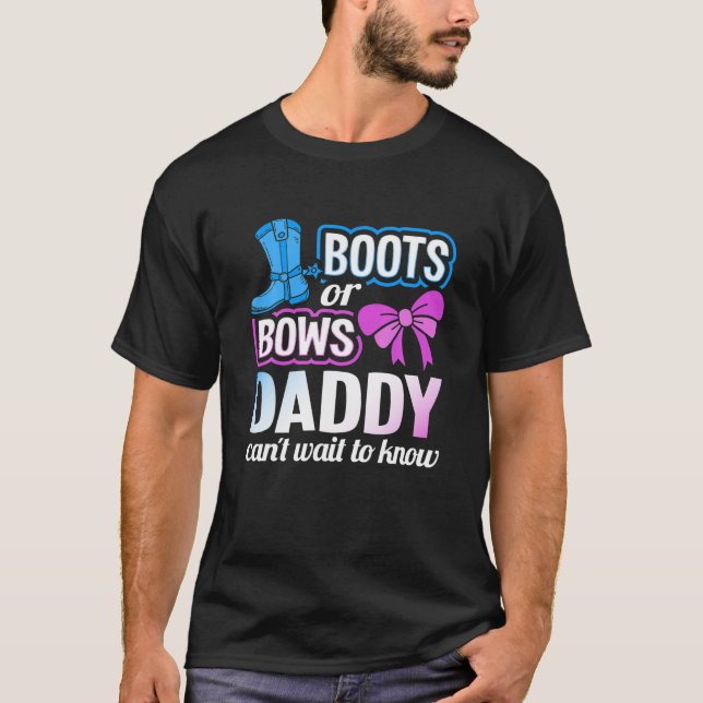 Boots eller Bows Pappa Gender Reveal Baby Shower P T Shirt (Framsida)