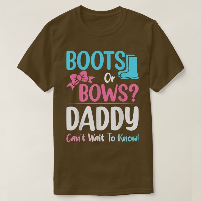 Boots eller Bows Pappa Gender Reveal Gravid Announ T Shirt (Design framsida)