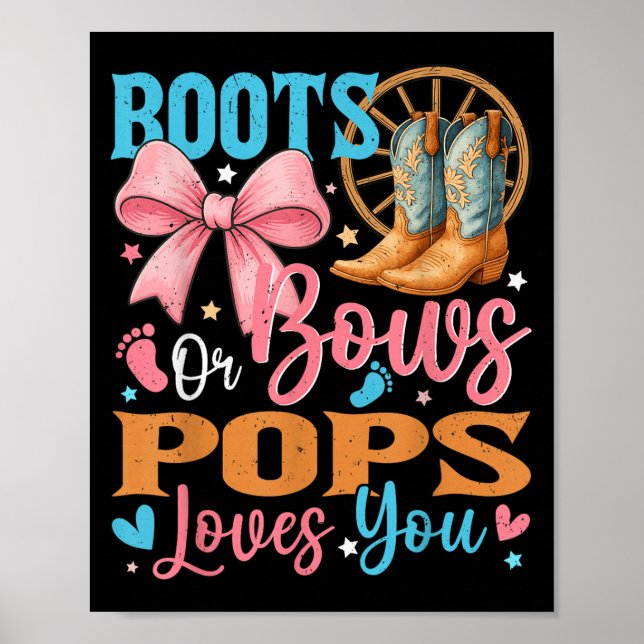 Boots eller Bows Ps Kärlek You Gender Reveal Famil Poster (Framsidan)