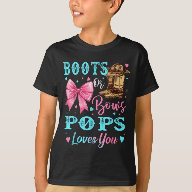 Boots eller Bows Ps Kärlek You Gender Reveal Famil T Shirt (Framsida)