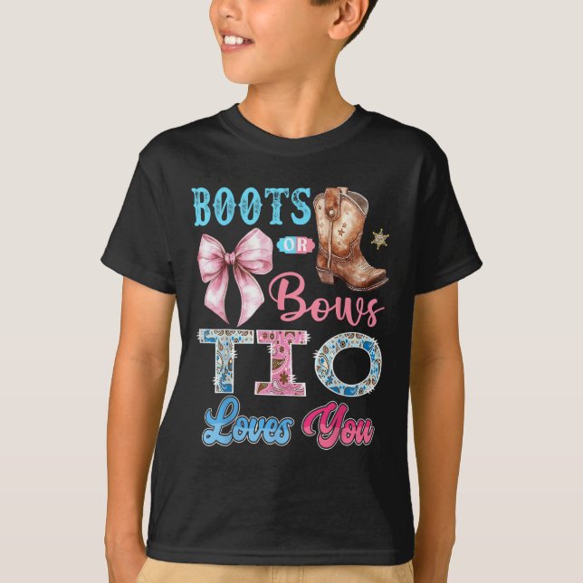 Boots eller Bows Tio Kärlek du Gender Visa Western T Shirt (Framsida)