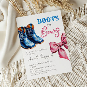 Boots eller Bows Western Blue Rosa Gender Reveal Inbjudningar