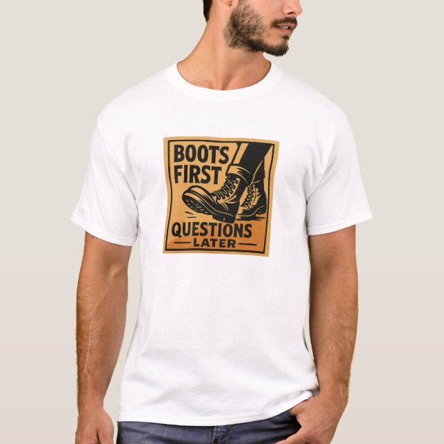 Boots First Bold Western Design T Shirt (Framsida)