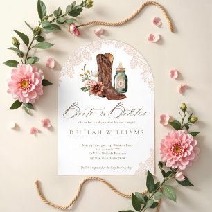 Boots & Flaskor Cowgirl Western Baby Shower Arch Inbjudningar