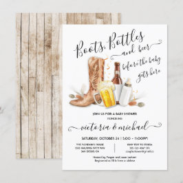 Boots Flaskor och Beer Baby Shower Inbjudningar