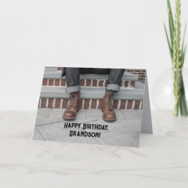 BOOTS GRANDSON BIRTHDAY CARD TACK KORT