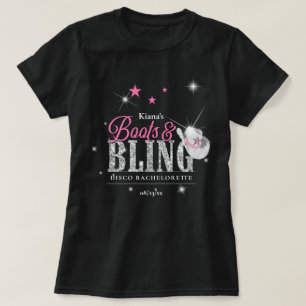 Boots 'n Bling Disco Bachelorette Black ID925 T Shirt