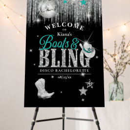 Boots 'n Bling Disco Bachelorette Teal ID925