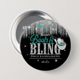 Boots 'n Bling Disco Bachelorette Teal ID925 Knapp