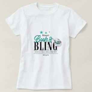 Boots 'n Bling Disco Bachelorette Teal ID925 T Shirt