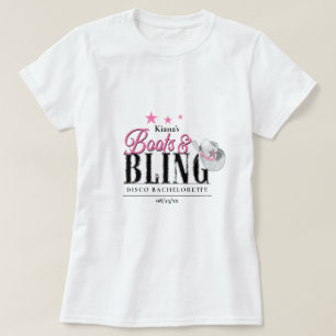 Boots 'n Bling Disco Bachelorette Wht ID925 T Shirt