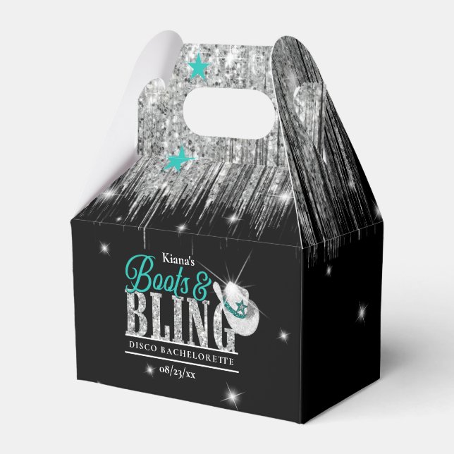 Boots 'n Bling Disco Sängvätning Teal Black ID925 Presentaskar (Framsidan Sidan)