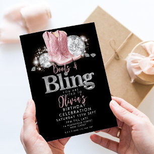 Boots och Bling Birthday Inbjudningar